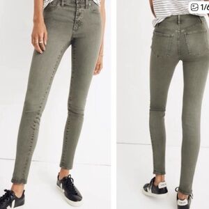 Madewell  high rise skinny washed green stretch denim size 29
